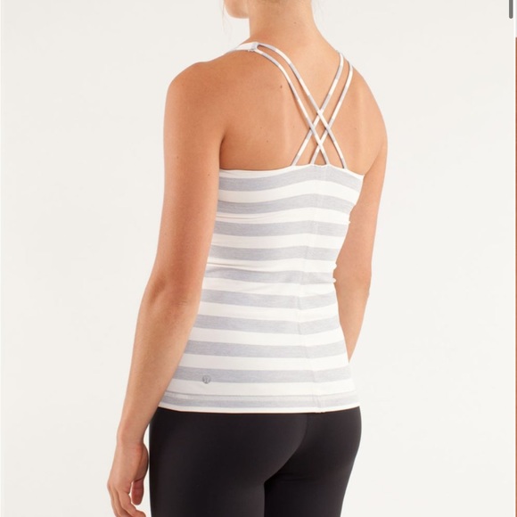 Lulu🍋 Cream and Grey Stripe Free to Be Tank 🍋 - Picture 6 of 6